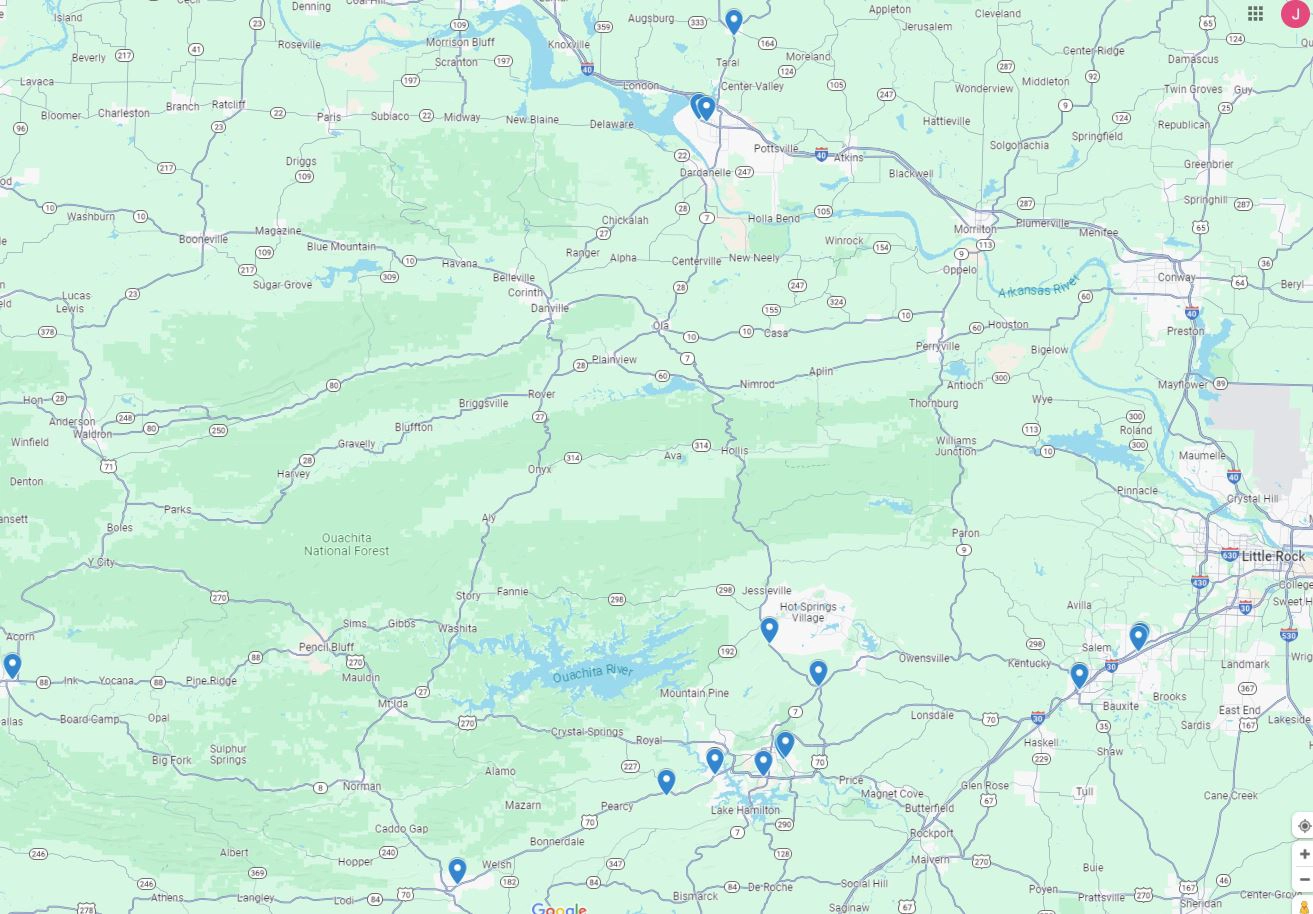 Map of Hot Springs ACO / CIN Provider Locations